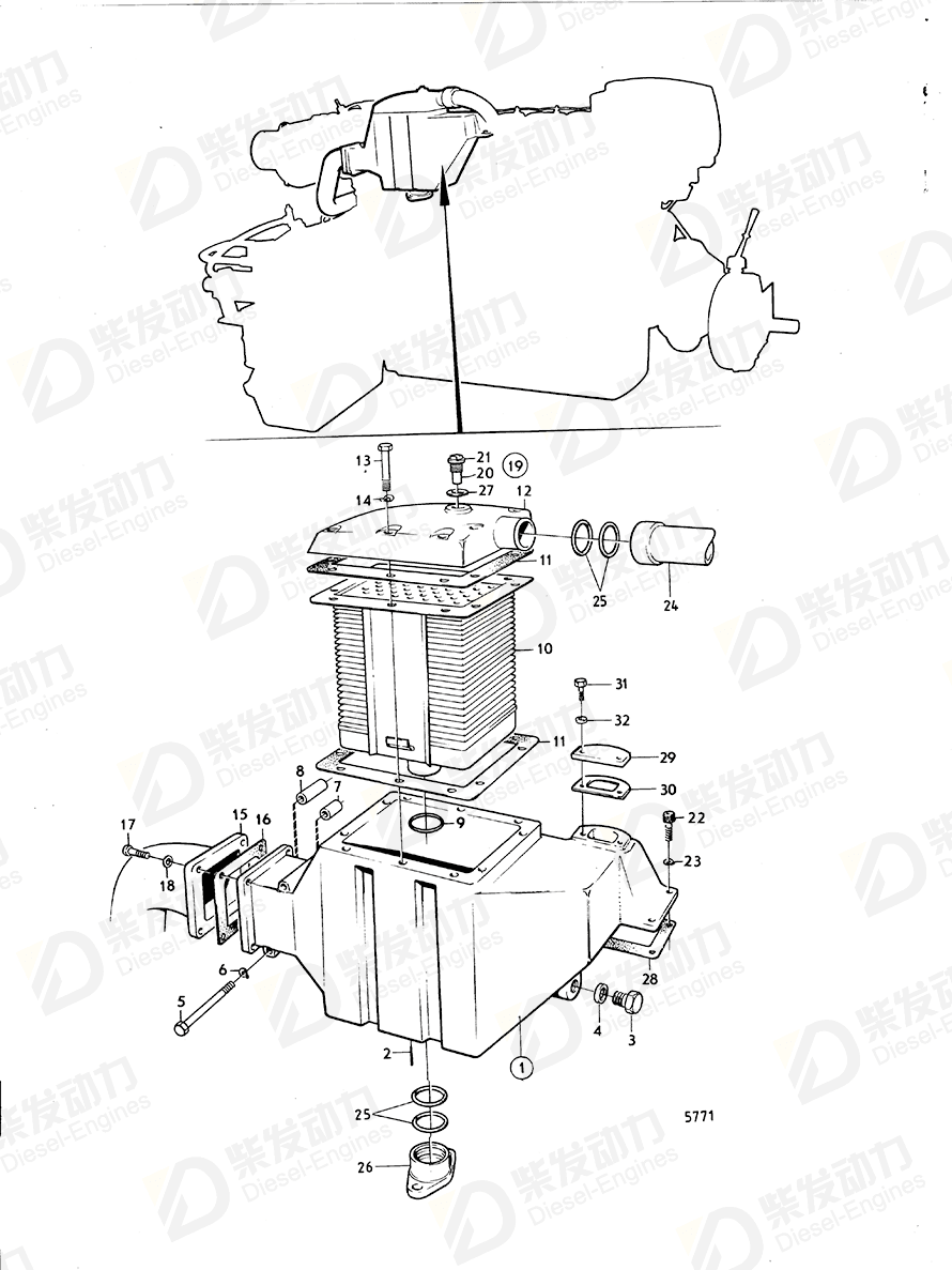 volvo penta Gasket 837863 Drawing